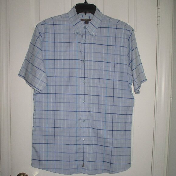 Nordstrom Mens S/S Blue Cotton Button-down Dress Shirt NWOT - Size Medium - Picture 1 of 2